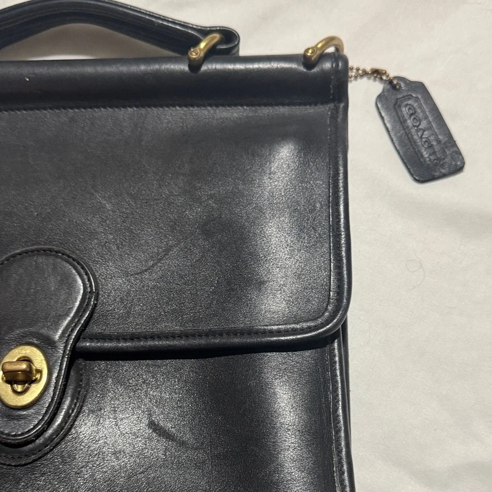 Coach Black Leather Satchel with Gold Details - Picture 2 of 6